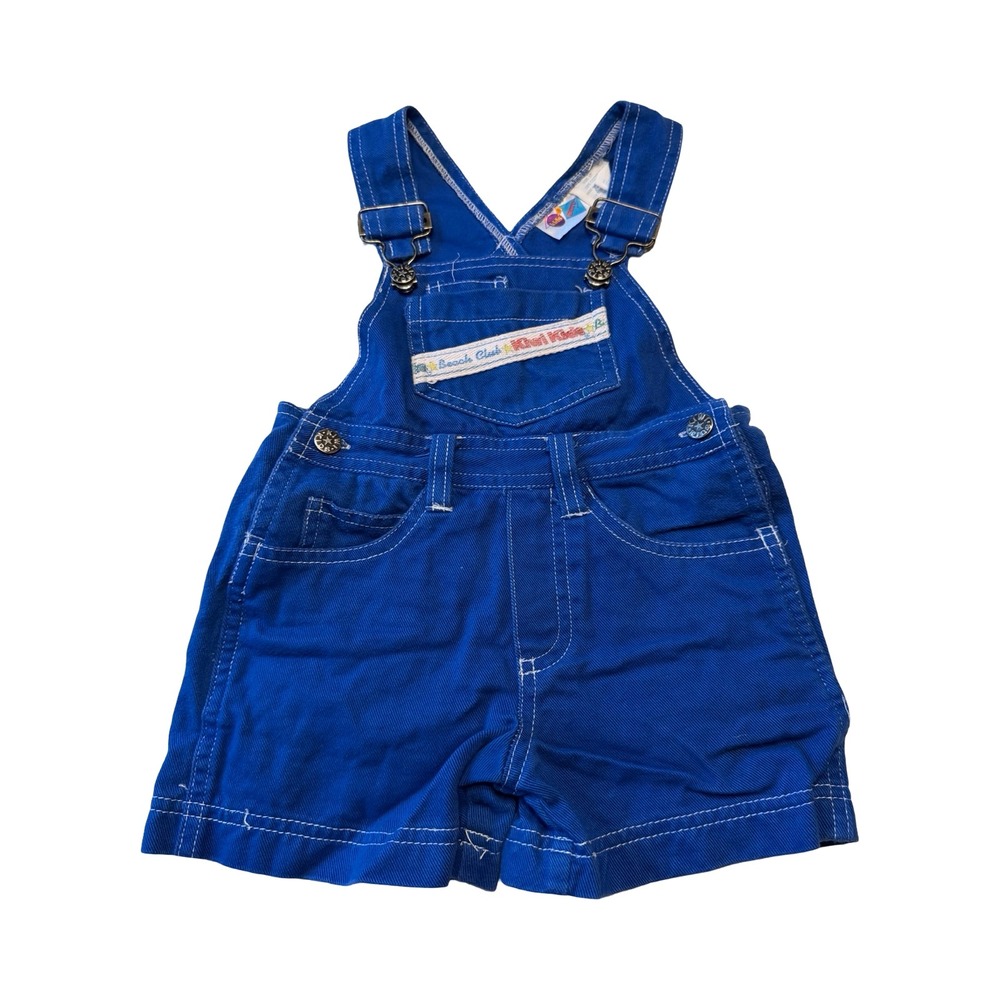 Vintage Kiwi Kids Royal Blue‎ Cotton Shortalls Overalls Size 2T 90s